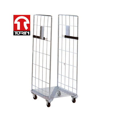 Torin SWK1011 High Quality Foldable Steel Mesh Drum Truck, Four-wheel Industrial Warehousing and Logistics Container